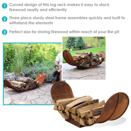 Sunnydaze Rustic Outdoor Firewood Log Rack