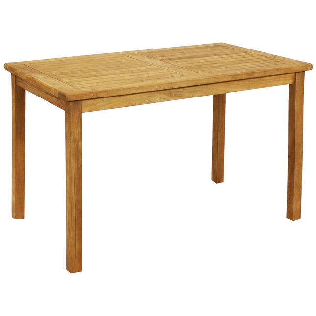 Sunnydaze  Solid Teak Outdoor Dining Table - Light Brown Wood Stain Finish - Rectangular - 47 Inches Long