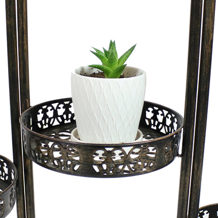 Sunnydaze 10-Tier Steel Indoor and Outdoor Folding Plant Stand with Bronze Finish, 46 Inch