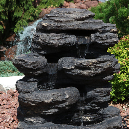Sunnydaze Rock Falls Outdoor Waterfall Fountain with LED Lights, 24 Inch Tall