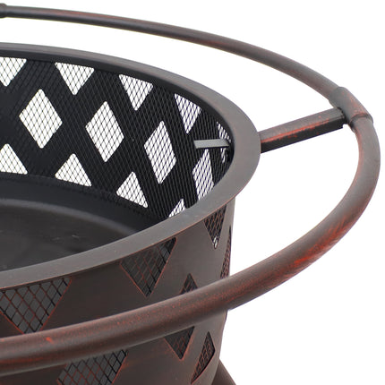 Sunnydaze 36 Inch Large Bronze Crossweave Fire Pit with Spark Screen