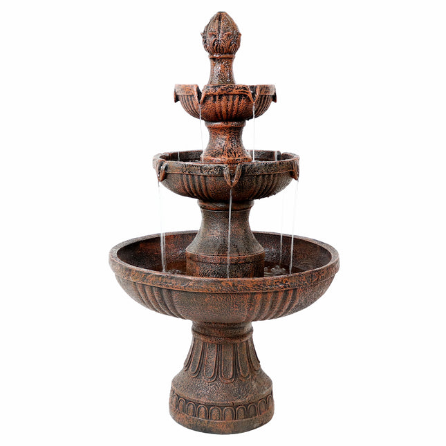 Sunnydaze Flower Blossom Outdoor Electric 3-Tier Water Fountain, 43 Inch Tall