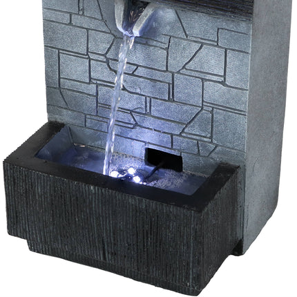 Sunnydaze Modern Tiered Brick Wall Tabletop Indoor Water Fountain with LED Light, 13-Inch