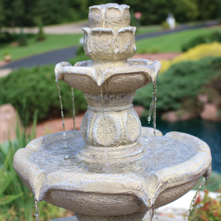 Sunnydaze Birds' Delight Outdoor Water Fountain, Includes Electric Submersible Pump, 35 Inch Tall