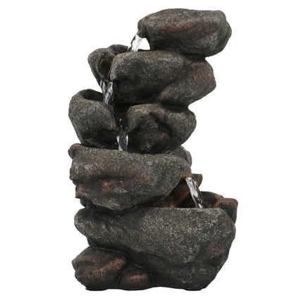 Sunnydaze Rocky Falls Indoor Tabletop Water Fountain with LED Light, 10-Inch Tall