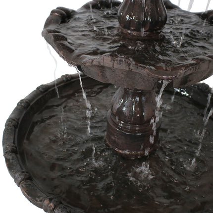 Sunnydaze 4-Tier Grand Courtyard Outdoor Water Fountain, Dark Chestnut, with Electric Pump, 80 Inch Tall