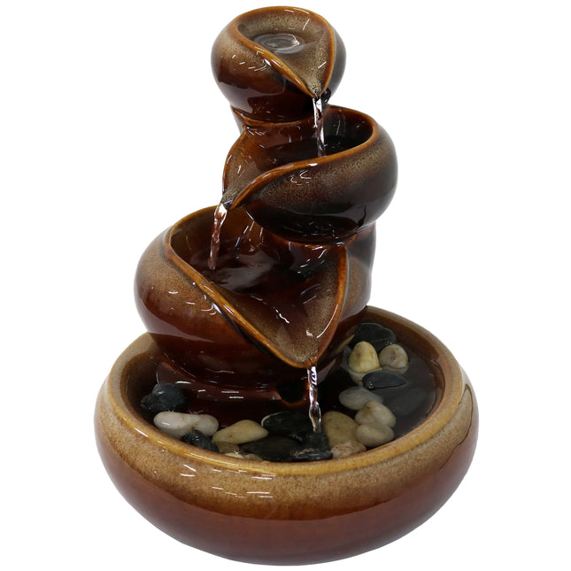 Sunnydaze Tiered Vessels Indoor Ceramic Tabletop Water Fountain, 10-Inch