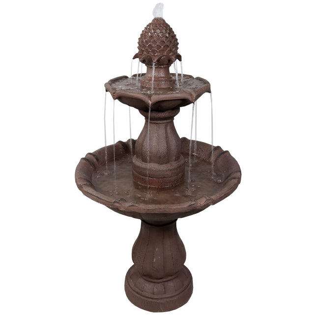 Sunnydaze 2-Tier Curved Plinth Outdoor Water Fountain, 38 Inch Tall