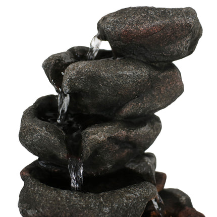 Sunnydaze Rocky Falls Indoor Tabletop Water Fountain with LED Light, 10-Inch Tall