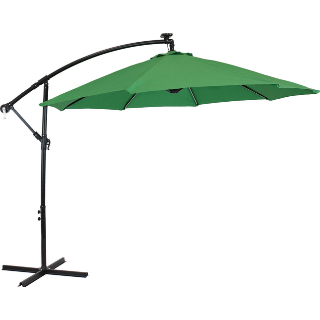 Sunnydaze Offset Outdoor Patio Umbrella with Solar LED Lights, 9-Foot,  Multiple Colors Available
