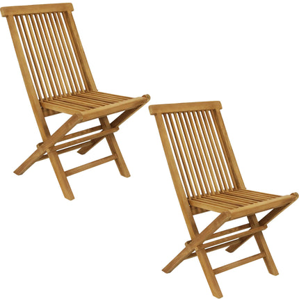 Sunnydaze Hyannis Solid Teak Outdoor Folding Dining Chair - Light Wood Stain Finish