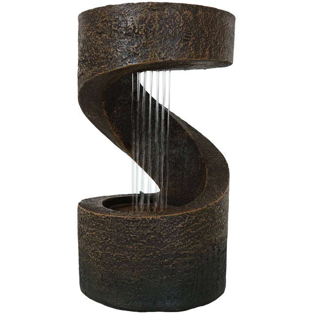Sunnydaze Winding Showers Tabletop Water Fountain with LED Light, 13-Inch Tall