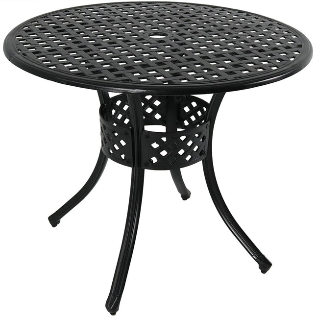 Sunnydaze Black Cast Aluminum Round Dining Table, 33-Inch