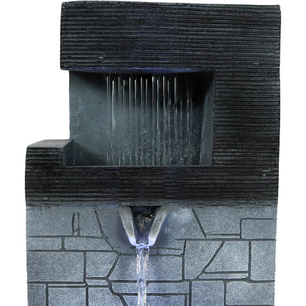 Sunnydaze Modern Tiered Brick Wall Tabletop Indoor Water Fountain with LED Light, 13-Inch