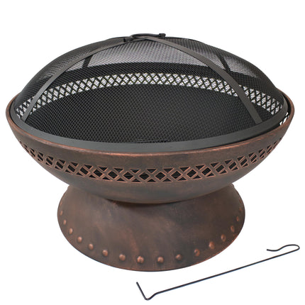 Sunnydaze Chalice Steel Outdoor Wood Burning Fire Pit with Copper Finish, 25-Inch Diameter