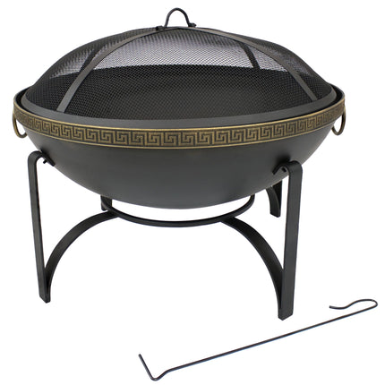 Sunnydaze Contemporary Steel Outdoor Wood Burning Fire Bowl, 26-Inch Diameter