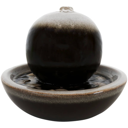 Sunnydaze Ceramic Tabletop Water Fountain with Modern Orb Design, 7-Inch