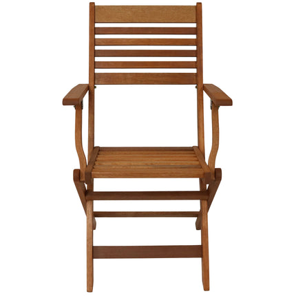 Sunnydaze Meranti Wood with Teak Oil Finish Outdoor Folding Patio Armchairs, Set of 2