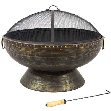 Sunnydaze 30 Inch Royal Firebowl Fire Pit with Handles and Spark Screen