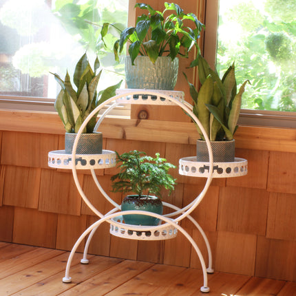Sunnydaze 4-Tier Ferris Wheel Indoor/Outdoor Plant and Flower Stand, 28 Inch Tall