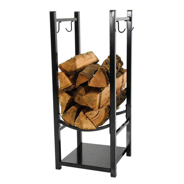 Sunnydaze Indoor/Outdoor Fireside Log Rack with Tool Holders