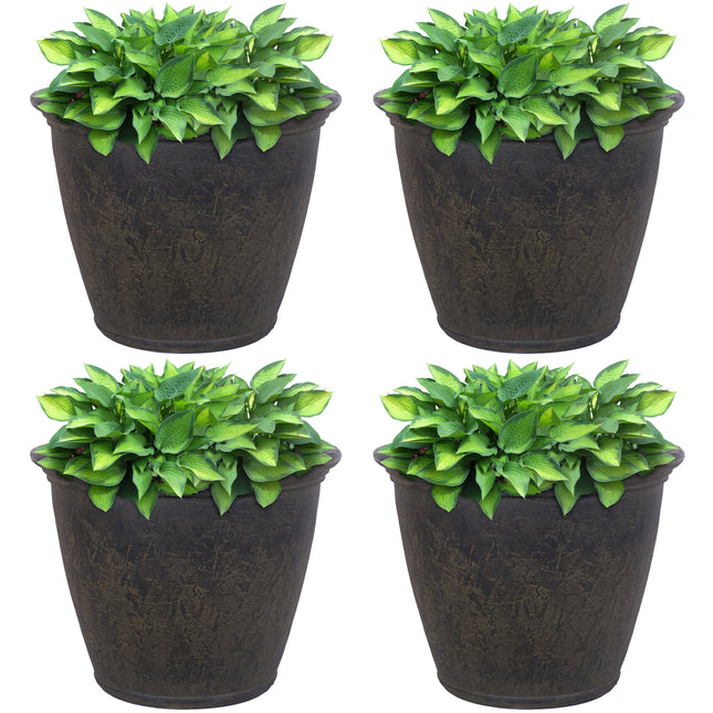 Sunnydaze Anjelica Indoor and Outdoor Resin Planter with Sable Finish, 24-Inch Diameter