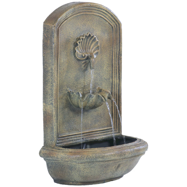 Sunnydaze Seaside Solar Wall Fountain, 27 Inch Tall