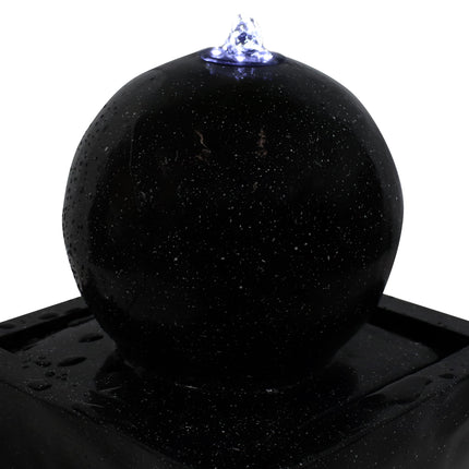 Sunnydaze Black Ball Solar with Battery Backup Outdoor Water Fountain with LED Light, Includes Battery Pack