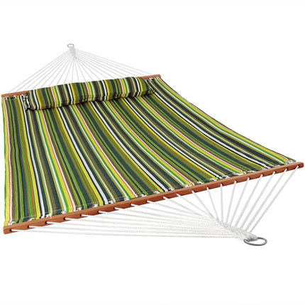 Sunnydaze 2 Person Quilted Fabric Hammock with Spreader Bars, Melon Stripe