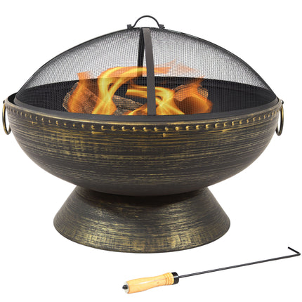 Sunnydaze 30 Inch Royal Firebowl Fire Pit with Handles and Spark Screen