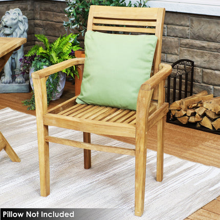 Sunnydaze  Solid Teak Outdoor Armchair - Light Brown Wood Stain Finish
