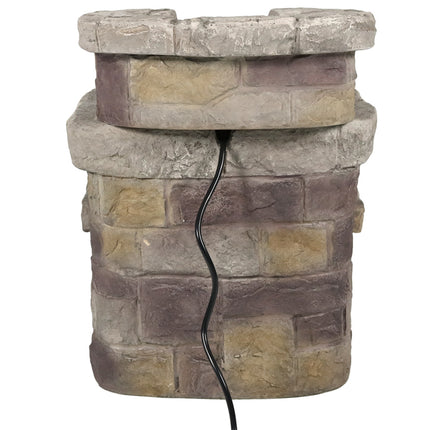Sunnydaze 3-Tier Brick Steps Outdoor Water Fountain, 21 Inch Tall, Includes Electric Submersible Pump