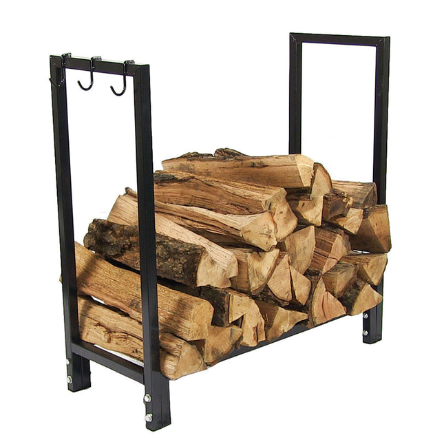 Sunnydaze 30 Inch Black Steel Indoor/Outdoor Firewood Log Rack