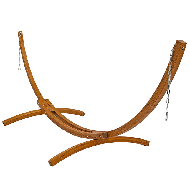 Sunnydaze Solid Wood Curved Arc Hammock Stand with Hooks and Chains, 2 Person, 400 Pound Capacity