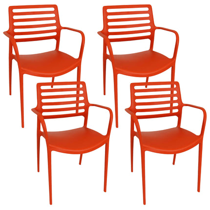 Sunnydaze Astana Plastic Outdoor Dining Chair - Slatted Design All-Weather Armchair - Commercial Grade - Indoor/Outdoor Use - Multiple Options Available