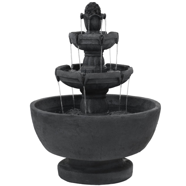 Sunnydaze Budding Fruition 3-Tier Outdoor Water Fountain, 34-Inch Tall