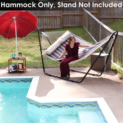 Sunnydaze 2 Person Quilted Fabric Hammock with Spreader Bars, Mountainside
