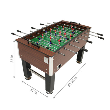 Sunnydaze 55-Inch Faux Wood Foosball Table with Folding Drink Holders