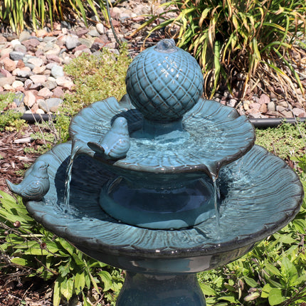 Sunnydaze Resting Birds Ceramic 2-Tiered Outdoor Water Fountain, 27-Inch