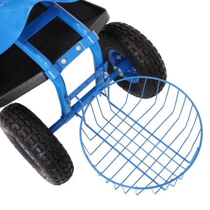 Sunnydaze Rolling Garden Cart with Extendable Steering Handle, Swivel Seat & Planter Basket