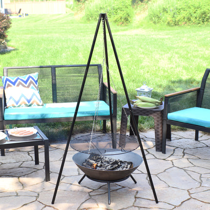 Sunnydaze Tripod Grilling Set with Cooking Grate, 22 Inch Diameter
