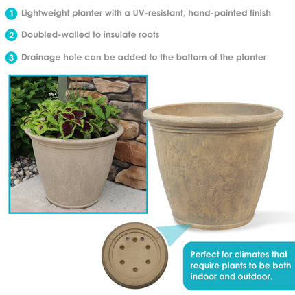Sunnydaze Anjelica Indoor/Outdoor Planter Pot, Beige Finish, 24-Inch Diameter
