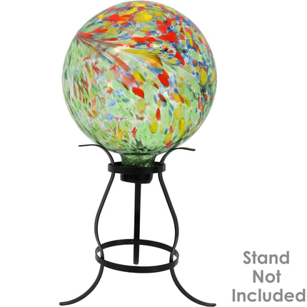 Sunnydaze Green Artistic Glass Gazing Ball Globe, 10-Inch