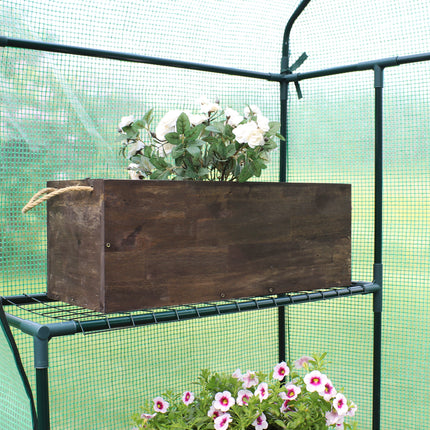 Sunnydaze Rectangle Indoor/Outdoor Acacia Wood Tray Planter with Handles