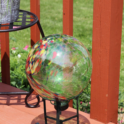 Sunnydaze Green Artistic Glass Gazing Ball Globe, 10-Inch