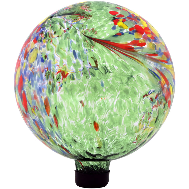 Sunnydaze Green Artistic Glass Gazing Ball Globe, 10-Inch