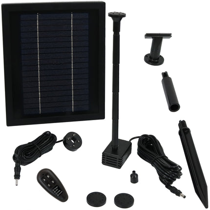Sunnydaze Solar Pump and Solar Panel Kit with Battery Pack, Remote Control and LED Light, 65 GPH, 47-Inch Lift