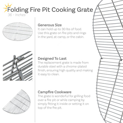 Foldable Chrome Plated Cooking Grate by Sunnydaze