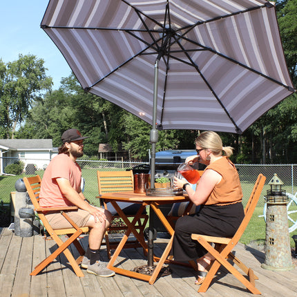 Sunnydaze Meranti Wood 5-Piece Outdoor Folding Patio Dining Set, Teak Oil Finish