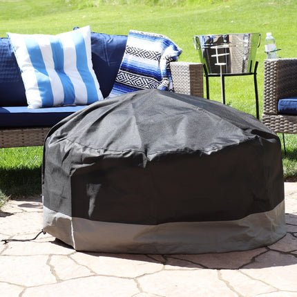 Sunnydaze Round 2-Tone Outdoor Fire Pit Cover - Gray/Black - Multiple Sizes